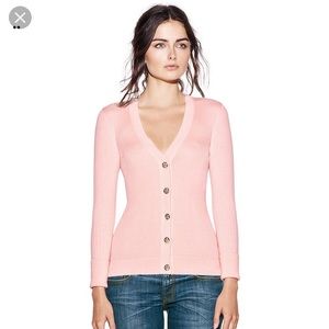 Tory Burch pink Shrunken Simone cardigan—small.